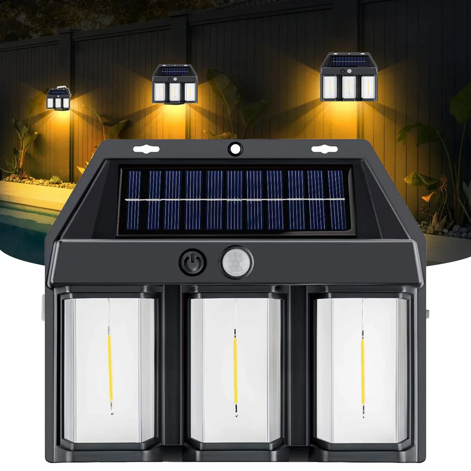 Foco Solar Triple con Sensor de Movimiento