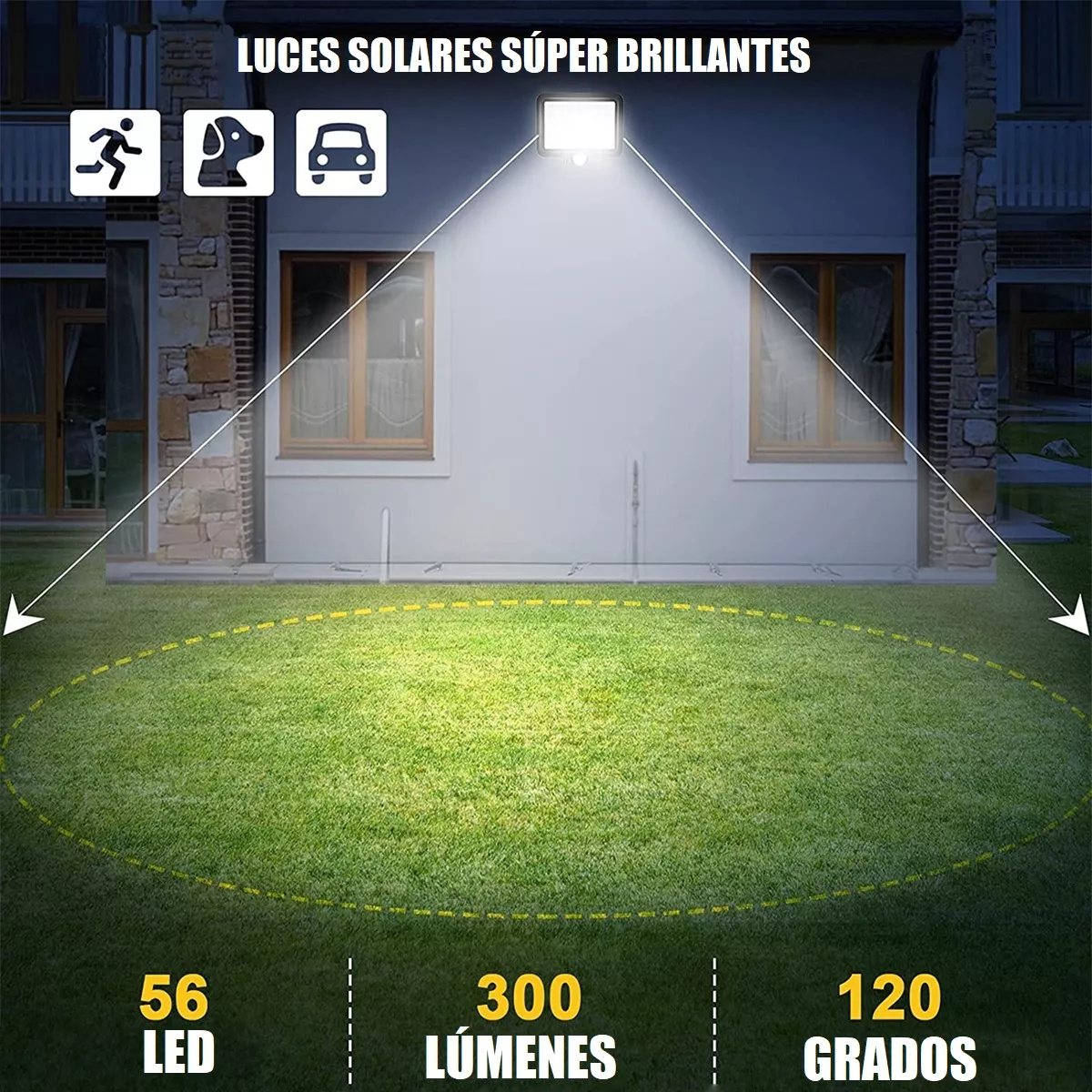 Pack 2 Focos LED con Panel Solar y Sensor de Movimiento.
