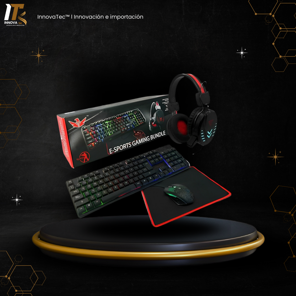 Set Gamer Completo: Teclado + Mouse + Mouse Pad + Audífonos